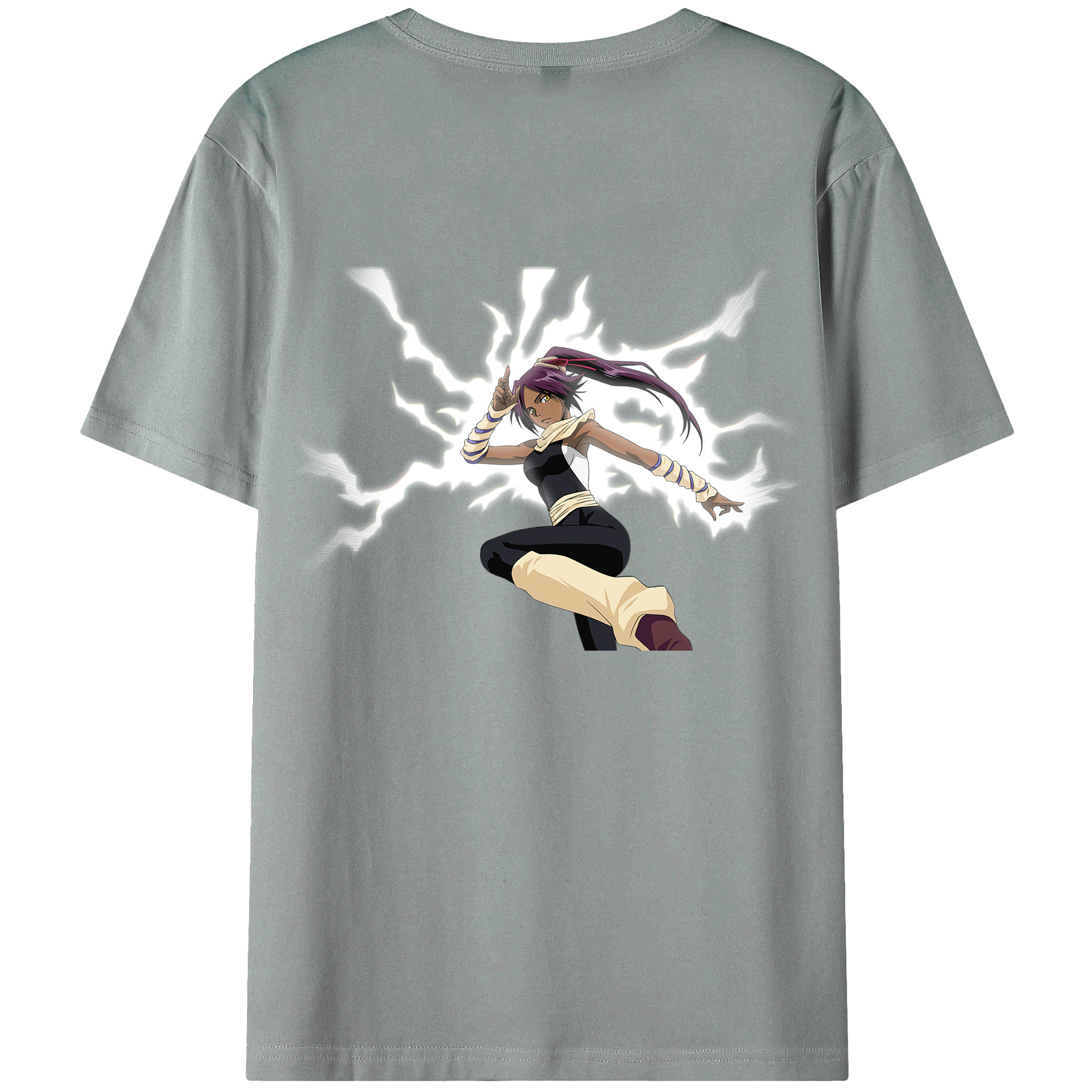 （画像用） ブリーチ 四楓院 夜一（しほういん よるいち） BLEACH Shihouin Yoruichi 綿100％ メンズ半袖Tシャツ（バックプリント） 通気性